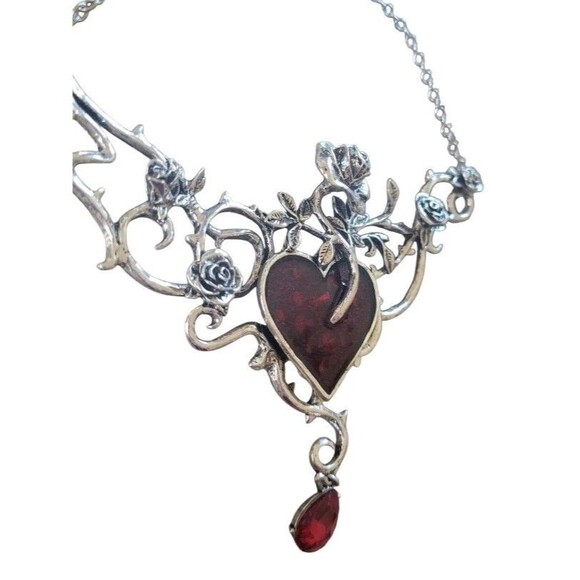 Gothic Bed of Blood Roses Necklace Victorian Jewelry Steampunk Vampire Madame - Picture 2 of 9